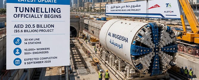 Dubai Metro Blue Line Tunnelling Begins