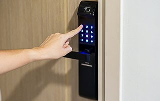 Touchpad digital door lock with LED keypad security system for smart home access control.